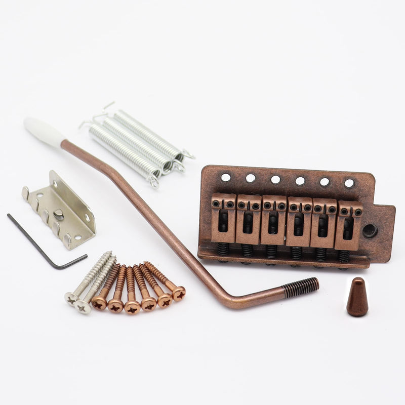 [AUSTRALIA] - 52.5mm ST Guitar Tremolo Bridge Vintage guitar bridge set for Squier/Mexico Fender Strat Stratocaster Electric Guitar Replacement (Red copper) Red copper 