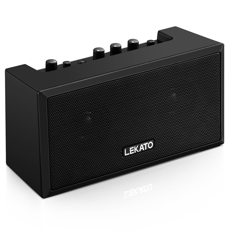 LEKATO Guitar Amplifier with Clean Overdrive Effects 5W Rchargeable Electric Guitar Amp Small Bass Amplifier Bluetooth Bass Amplifier for Daily Practice Black