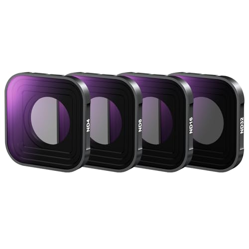 NEEWER ND Filter Compatible with GoPro Hero 13 12 11 10 9 Black, 4 Pack ND4 ND8 ND16 ND32 Neutral Density Lens Filter Kit HD Multicoated Slim Action Camera Accessory, FL-GP9 Plastic Frame 4 Packs ND