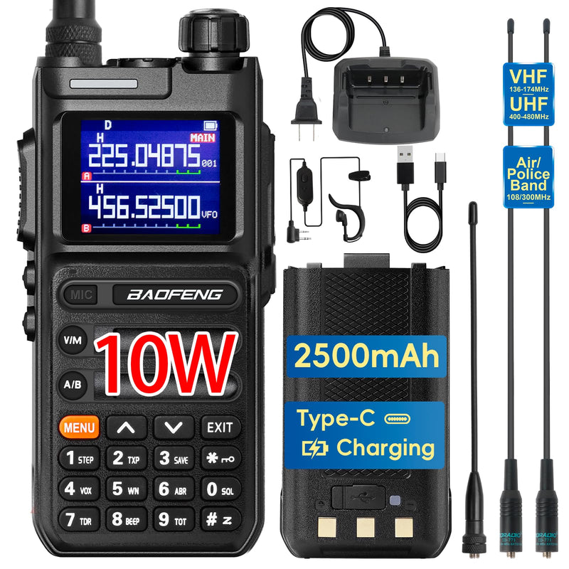 [AUSTRALIA] - BAOFENG UV26 Ham Radio 10W (New Gen 5RM) Long Range Handheld Rechargeable Walkie Talkies with Earpiece, 2500mAh Type-C Battery, 771 & Air/Police Band Antenna, Rapid Two-Way Radios - 1 Pack Full Kit UV26-10Watt-1Pack 