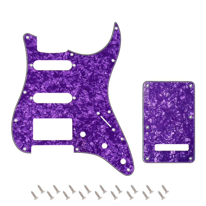 [AUSTRALIA] - Banworks 4Ply Strat HSS Pickguard 11-Hole SSH Pickguard Scratch Plate with Backplate 6-Hole Trem Tremolo Cover Set for USA/Mexican Modern Style Standard Stratocaster ST JT/HB-09 Purple Pearl 