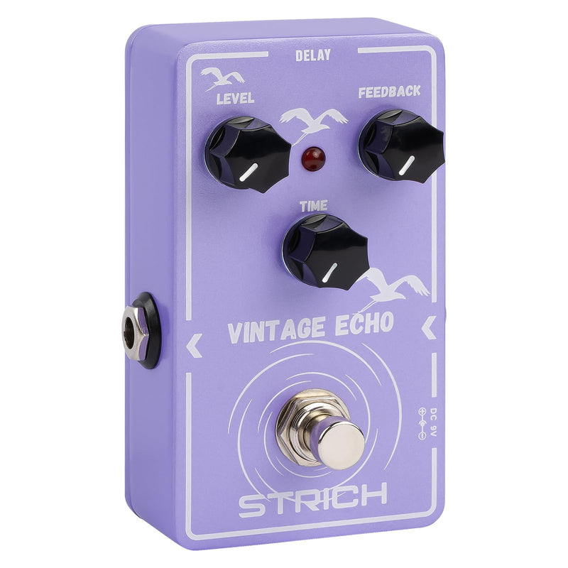 STRICH Delay Guitar Pedal, Analog Delay Guitar Effect Pedal Vintage, True Bypass for Electric Guitar, VINTAGE ECHO, Light Purple Light Purple Delay