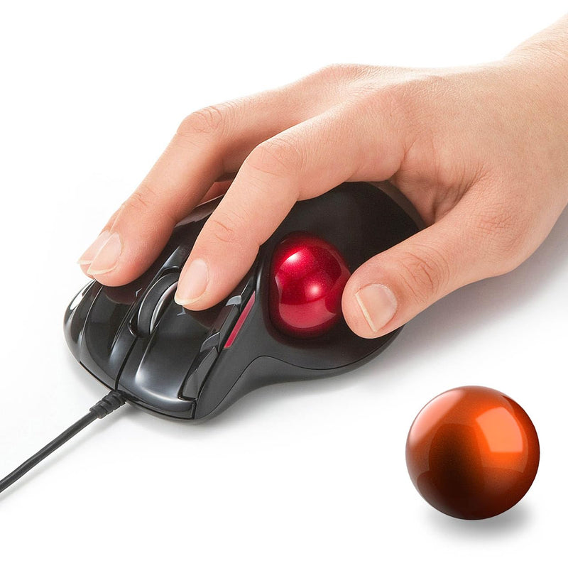 SANWA Wired Trackball Mouse GMATB44BKN + Orange 34mm Trackball Replacement Ball Set, Computer Rollerball Mice, 400/800/1200/1600 DPI, Compatible MacBook, Laptop, Windows, macOS, Chrome OS