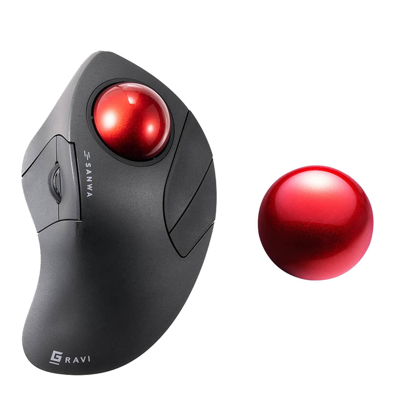 SANWA Bluetooth 5.1 + 2.4G Wireless Trackball Mouse and 44mm Trackball Replacement Ball Bundle, Programmable Rollerball Mouse, Silent Click, 600-1600 DPI, Compatible MacBook, Laptop, Windows, macOS