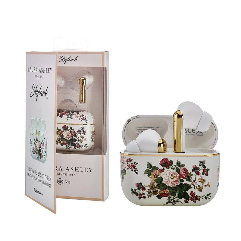 Laura Ashley Rosemore TWS Wireless Earbuds - Skylark Rechargeable Ear Buds | HD Mic, ENC Noise Cancelling Earbuds, Bluetooth 5.4, 40H Backup Charging Case, iOS & Android Compatible Earphones, 10m Range