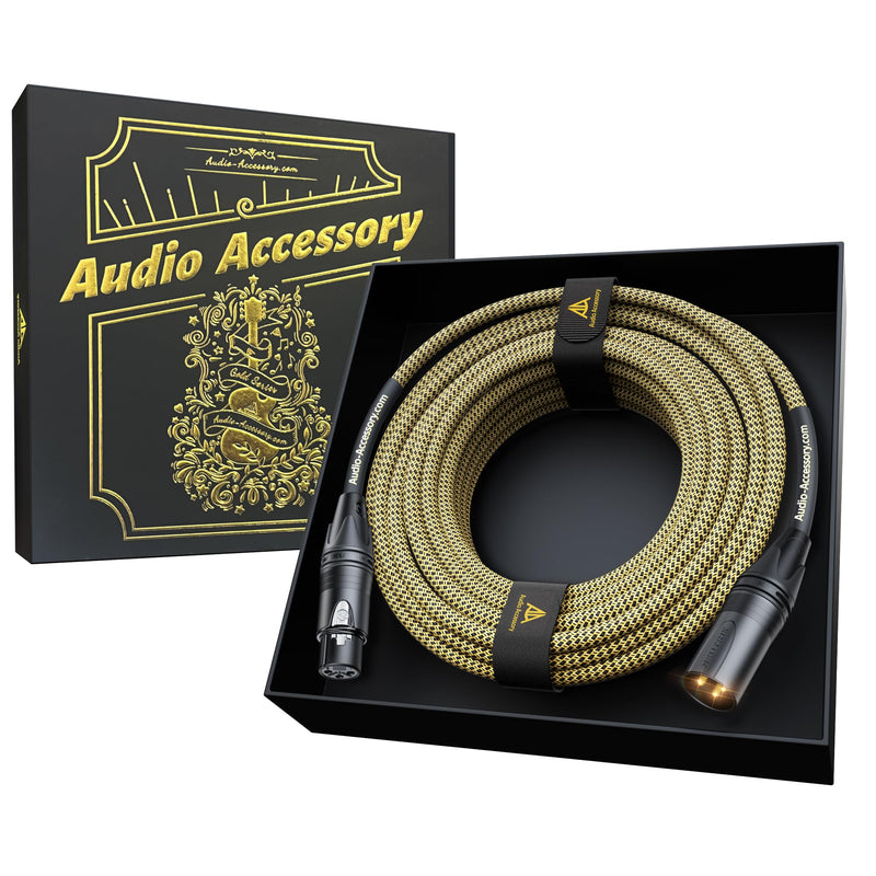 Gold Series Star Quad XLR Cables 25ft, Neutrik Connectors, 19AWG Microphone Cable, Kevlar-Reinforced Nylon Braided Handmade Mic Cable, 100% Coverage OFC Braid and Al-Foil Shielding Gold Series, 1 Pack, Neutrik