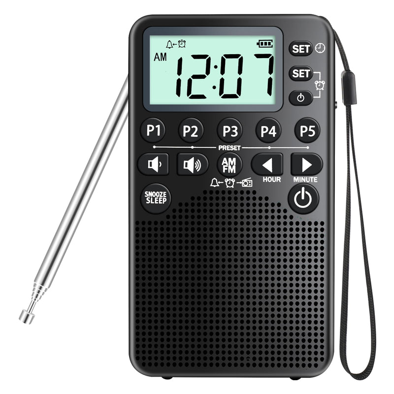 [AUSTRALIA] - Battery Operated Portable Pocket AM/FM Radio | Digital Tuning, Loud Speaker, Excellent Reception | Portable Emergency & Outdoor Radio with LCD Screen, Alarm Clock, Preset, Sleep Timer, Snooze 