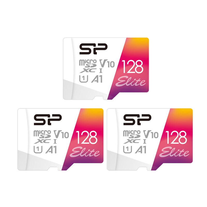 Silicon Power 3-Pack 128GB Elite UHS-I microSDXC Memory Card with SD Adapter 3x 128GB