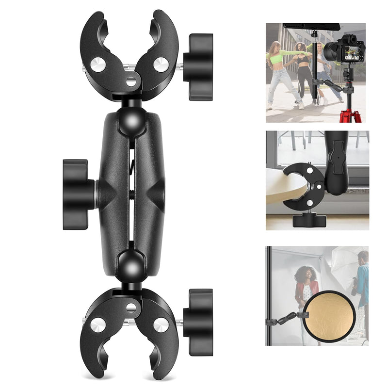[AUSTRALIA] - Super Clamp Dualheads Crab Clamp, Action Camera Mount Crab Plier Clip Bracket Magic Arm 360 Rotation Double Ball Head Umbrella Mount for Motorcycle/Cross Bars/Photography Light Stand/Photo Boom Stand 