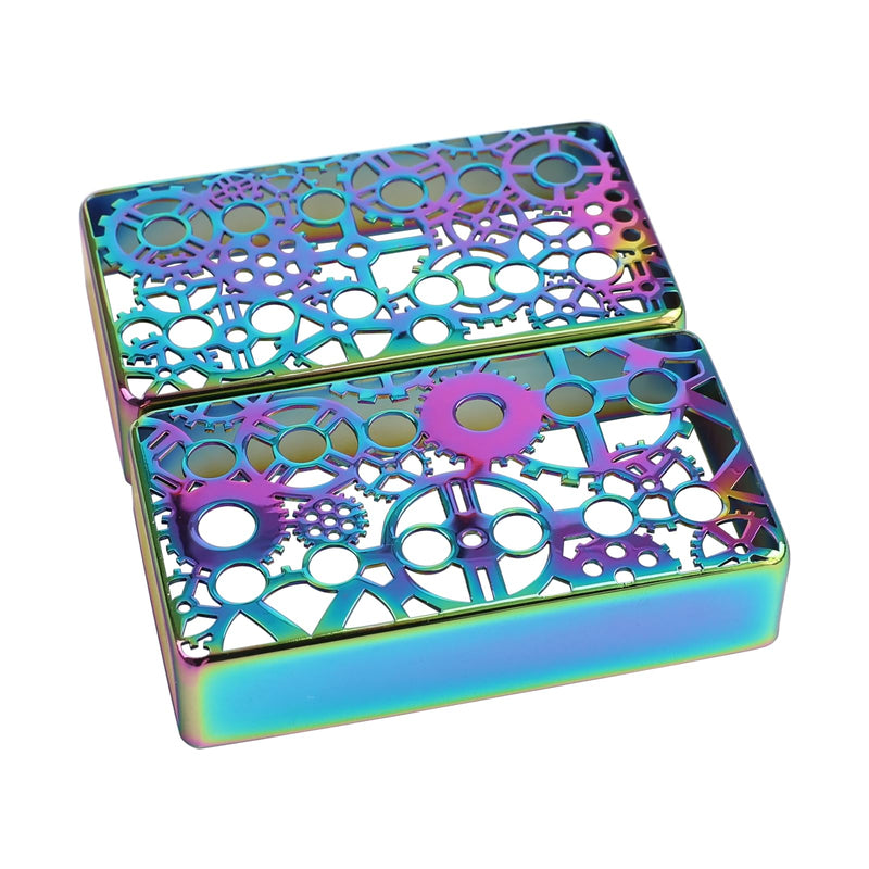 2 PCS Brass Humbucker Guitar Pickup Covers 50mm/52mm Pole Spacing engraved Guitar Pickup Covers Pickup Covers electric guitar pickup covers for Les Paul Electric Guitar (Colorful) Style A heptachrome