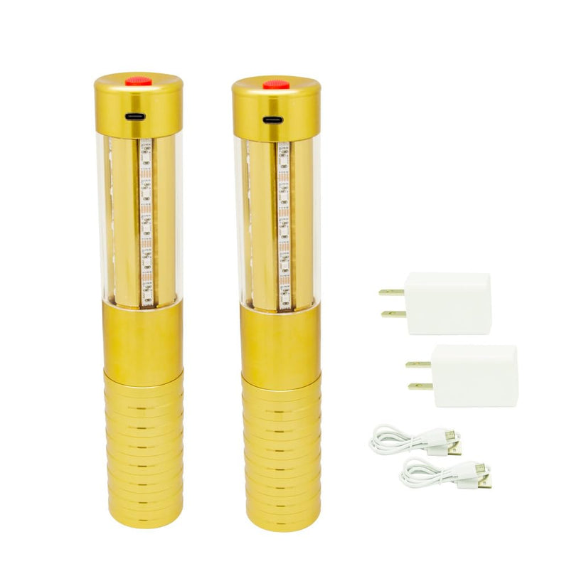 2pcs RGB Handheld Strobe Lights Champagne Bottle Sparklers led Strobe Baton Bottle Service Lights for Club Bar Pub Wedding KTV Party Disco Festival Concert Event (Gold) Gold