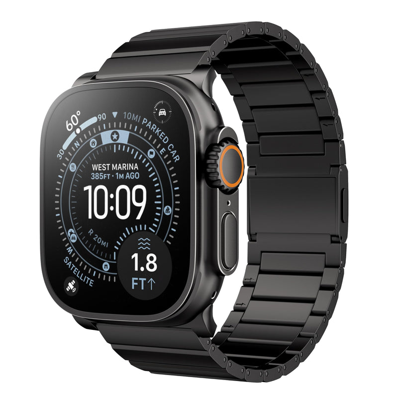 LULULOOK Titanium Band for Apple Watch Ultra 3/Ultra 2 49mm | Adjustable Magnetic Clasp Titanium Metal Straps, Men’s iWatch Band for Ultra with DLC Scratch Resistant Coating Black 49 mm