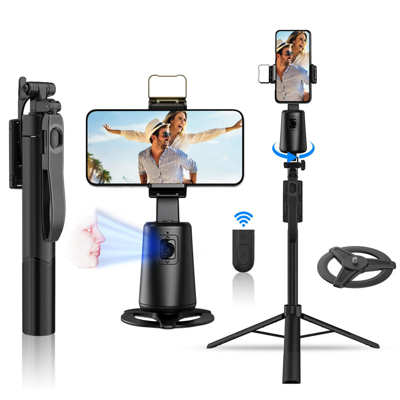 Auto Face Tracking Tripod 360° Rotation, 67" Tripod for iPhone Selfie Stick,Phone Tripod Stand Holder with Remote Gesture Control,No App, for Live Video Tiktok Live Vlog Streaming Video LY-US-A200+55S