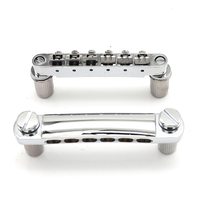 ABR-1 Tune-O-Matic Electric Guitar Bridge for Epiphone Les Paul LP SG Style Electric Guitar - 12 String Saddle System with Plating and Intonation Adjustments (Chrome) Chrome