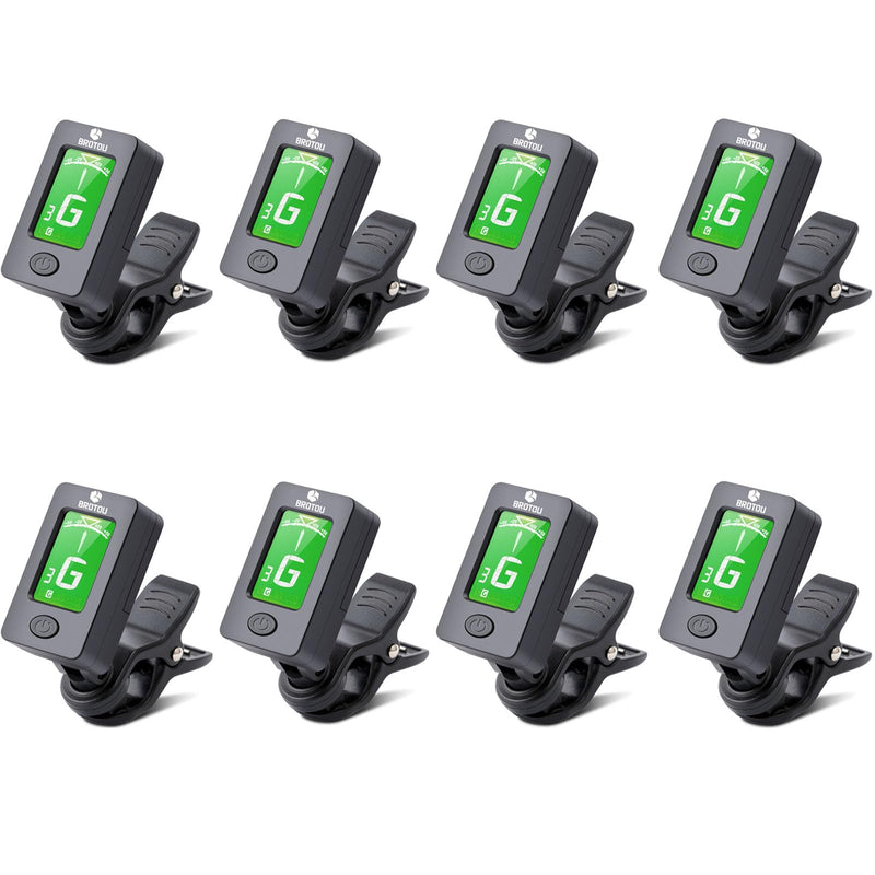 BROTOU Guitar Tuner Clip On with Guitar Capo for Guitar, Bass, Violin, Ukulele, Digital Electronic Tuner Acoustic Guitar Accessories with LCD Display (8PCS JT-01) 8PCS JT-01