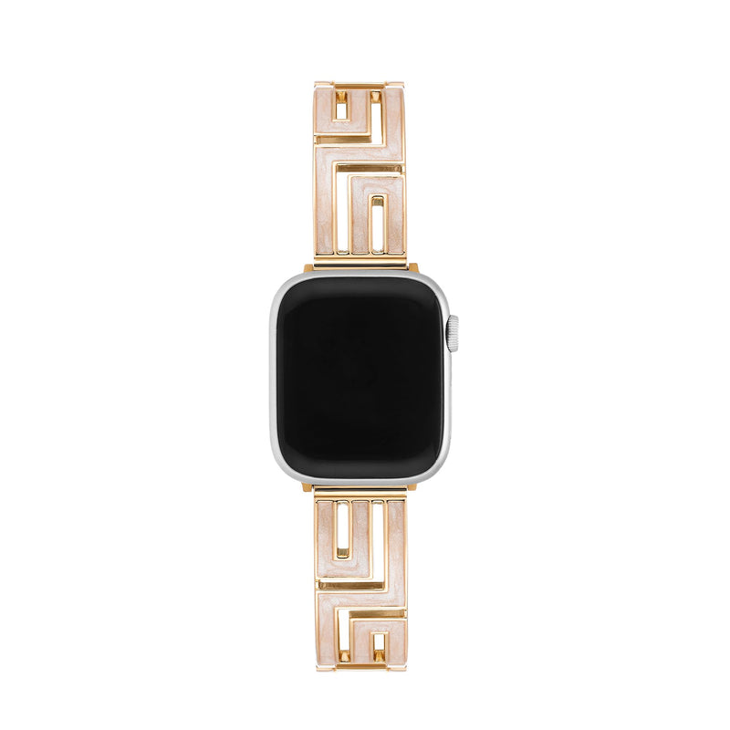 Hollowed-Out Geo Metal Watch Band for Women Compatible with Apple Watch 38/40/41/42/44/45/46/49mm Series11/10/9/8/7/6/5/4/3/2/1，Lucky Bangle Bracelet Designer Gold 42(Series 3 2 1)/44/45/46/49mm