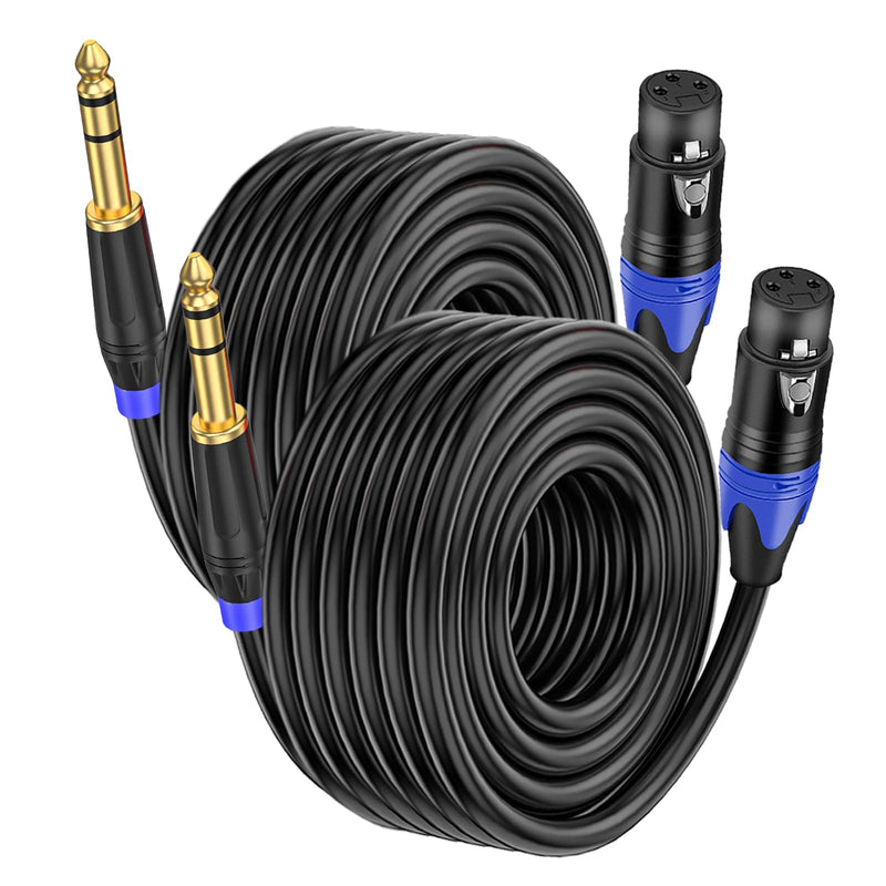 XLR to 1/4 TRS Stereo Adapter, XLR Female to 1/4 Inch (6.35mm) Balanced Microphone Stereo Audio Converter Adapter Cable (2Pack / 25 FT)