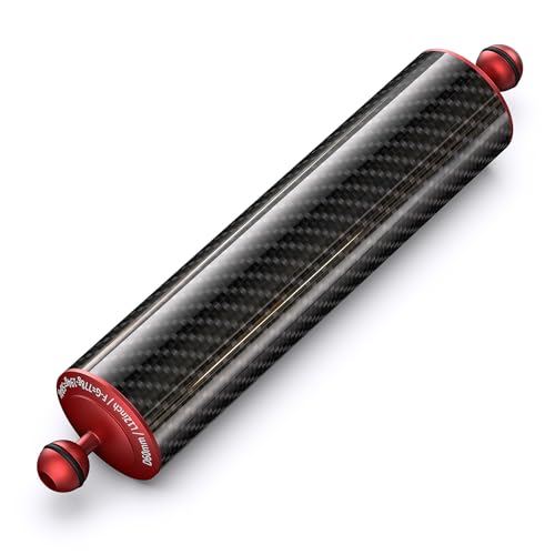 Carbon Fiber Underwater Float Arm with Dual Ball Mounts for Photography and Video, Compatible with Diving Trays, Video Lights, Strobes (red, 60mm12') 60mm12' red