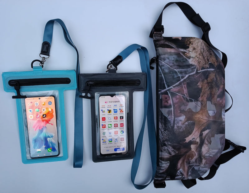 Waterproof Phone Pouch, Waterproof Phone Case ， IPX8 Waterproof， Airtight Zipper Seal ，for Fishing Boating Swimming Drifting