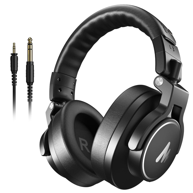 MAONO MH700 Wired Studio Headphone for Podcast Recording DJ Mixing Monitor | Professional Close Back Over Ear Stereo Headset w/ 50mm Driver & 3.5mm to 6.35mm Jack for Computer Guitar AMP Piano Keyboard Black