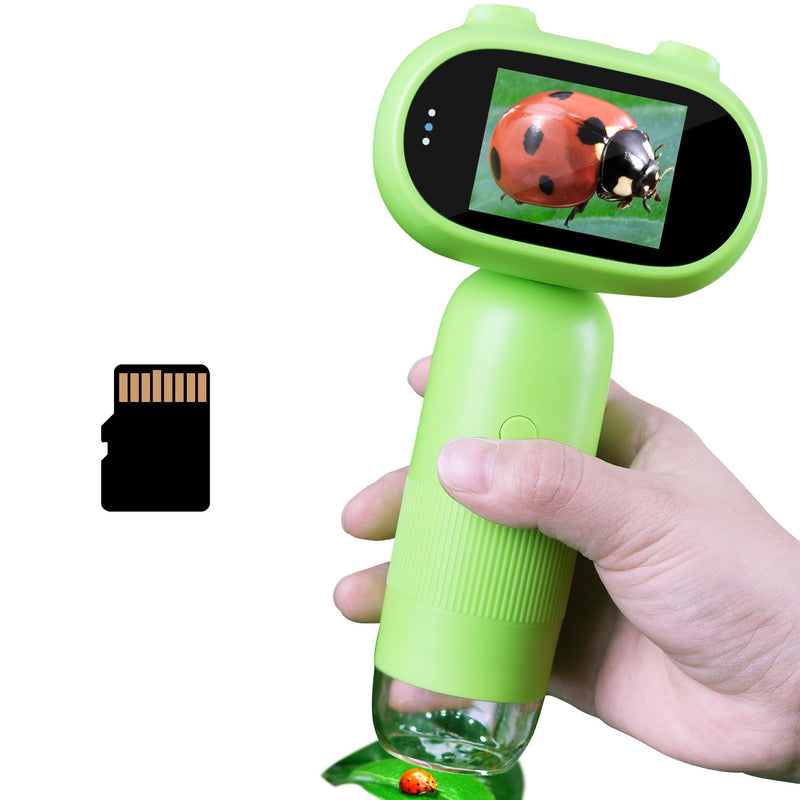 [AUSTRALIA] - GreenPeek Microscope for Kids with 2" Screen 1000x Portable Pocket Digital Kids Mini Scope, 16GB Card, Kids Educational Science Kit, Gift for Kids 4-12 (Light Green) Light Green 