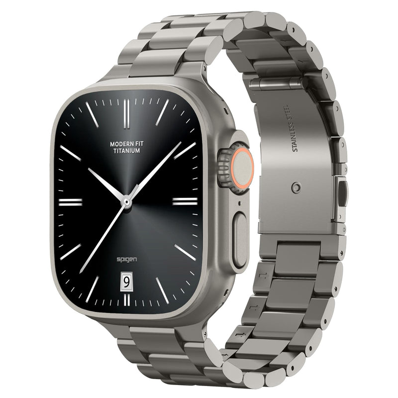 Spigen Modern Fit for Apple Watch Band, Premium Metal/Stainless Steel Strap | For Apple Watch Ultra 3/2/1 49mm, Series 11/10 46mm, 9/8/7 45mm, SE3/SE2/SE/6/5/4 44mm, 3/2/1 42mm Natural Titanium