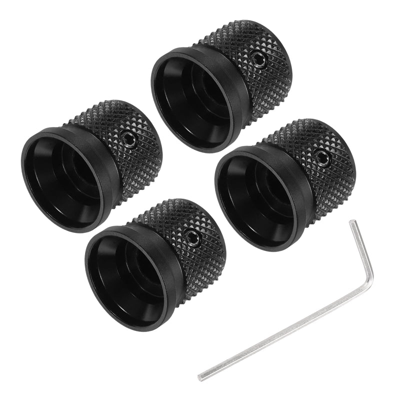 [AUSTRALIA] - MECCANIXITY 4PCS Aluminium Potentiometer Knobs 1/4" x 5/8", Universal Top Hat Knobs Volume Tone Control Knob with Set Screw for Guitar Bass, Black 