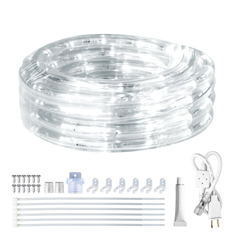 [AUSTRALIA] - SURNIE Rope Lights Outdoor Waterproof Daylight White: LED 10FT Cuttable Outside Bright 110V Lighting 6000K Flexible Cool Clear Tube, Indoor Deck Patio Xmas Camping Decor, Not Flat Strip 