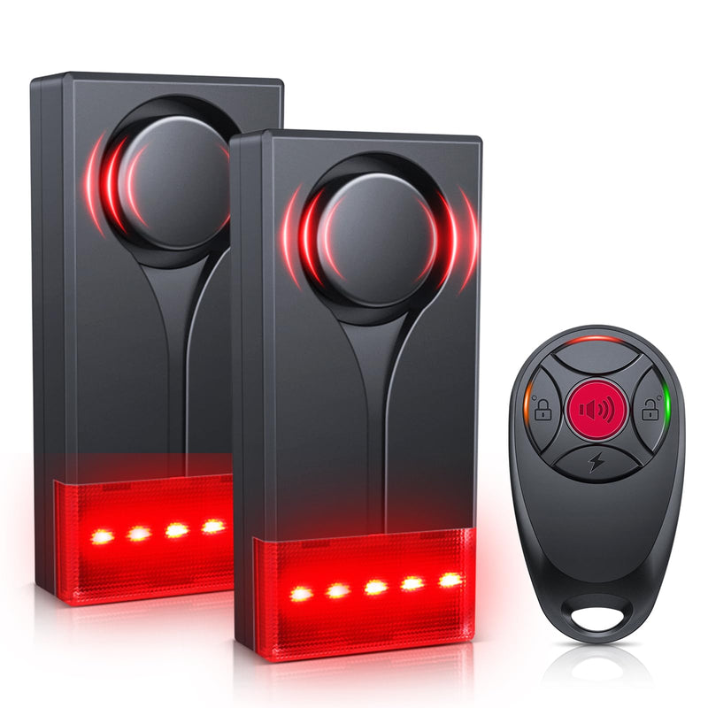 Car Vibration Sound & Light Alarm with Remote, ELECTOP 108dB Automobile Anti-Theft Vibration Alert, Anti-Theft LED Flashing Security Light Wireless Remote Vehicle Security Alert with 2pcs Alarm 2 Alarm(Upgraded Remote)