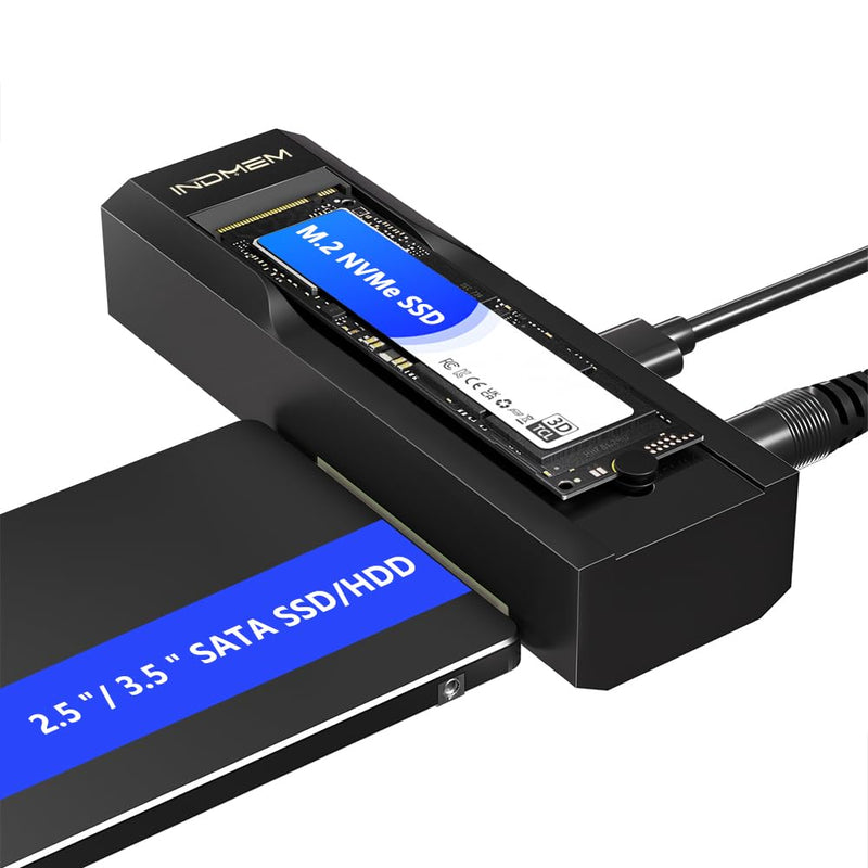 M.2 NVMe SSD Enclosure Adapter, 10Gbps SATA & M.2. NVMe Dual Bay Offline Clone USB-C Adapters Supports 3.5"/2.5" SATA SSD, Type-C Standalone Clone Duplicator Solid State Drive