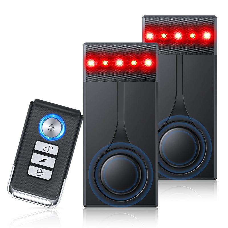 108dB Car Alarm System, Car Anti-Theft Vibration Sensor Alarm & Red Light, Wireless Remote Anti Theft Vehicle Device with Magnetic Install Design for RV, SUV, Truck Two Alarm(one remote)