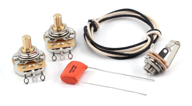 TAOT Precision Bass Wiring Kit - TAOT Custom 250kΩ Solid, .047 OD Cap - P-Bass Clear Stamping