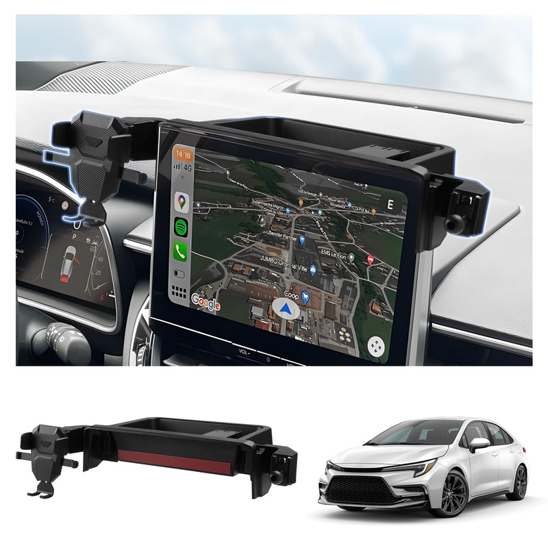 FIILINES Dashboard Center Console Organizer & Phone Holder for Toyota Corolla 2019-2026/Corolla Cross 2022-2026, Dash Organizer with 360 Degree Rotation Phone Mount Accessories (No XLE/XSE)