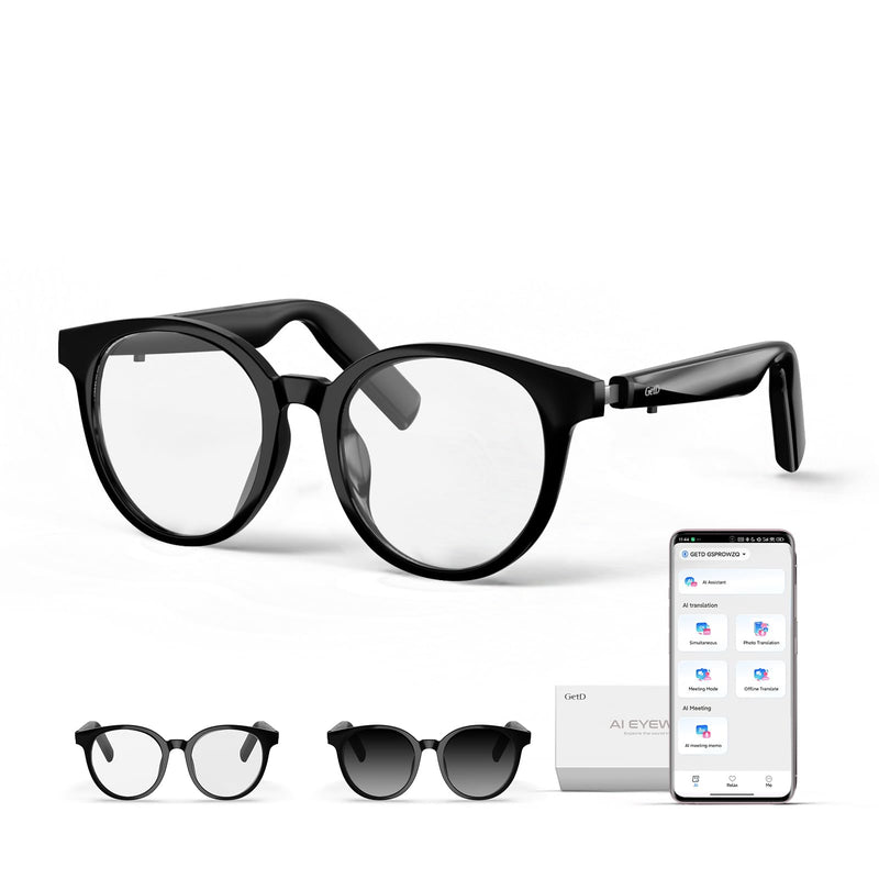 GetD AI Glasses for Men & Women, Smart Glasses Powered by ChatGPT with 145-Language Translation,Bluetooth 5.4 Glasses, Polarized & Photochromic Lenses, 11H Music Play for Driving and Daily Use