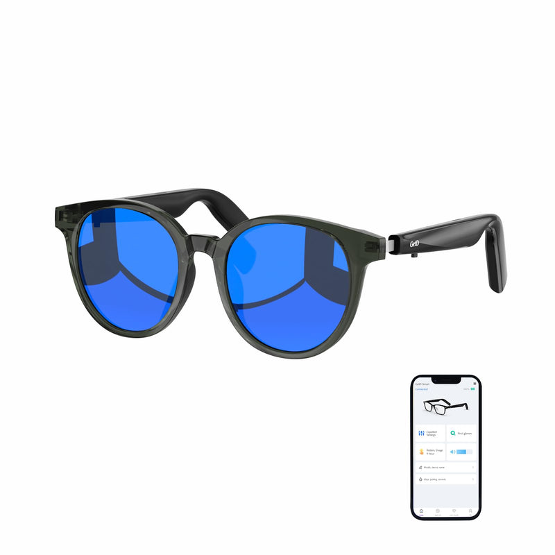GetD AI Smart Glasses, 164 Languages Translation ChatGPT, Bluetooth, Blue | AI Sunglasses for Women Men, Real Time Translation, Bluetooth Open Earbuds, 11H Playtime, UV Protection, IPX4 Waterproof