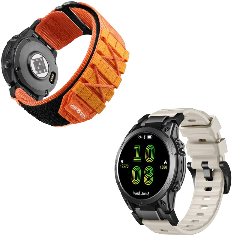 Bandletic Nylon Band and Silicone Strap Compatible with Garmin Watch 22mm