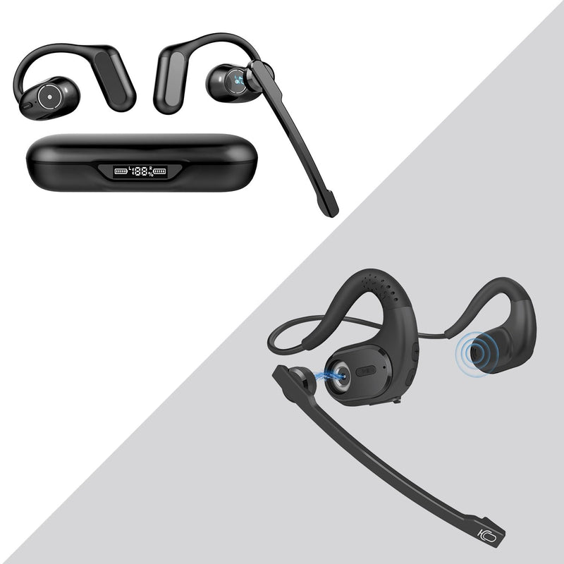 BANIGIPA Open Ear Headphones w/Detachable Mic, Bluetooth 5.4 Headset w/DSP Noise Canceling Microphone for Calling, Wireless Earbuds for Office Home Working Traveling