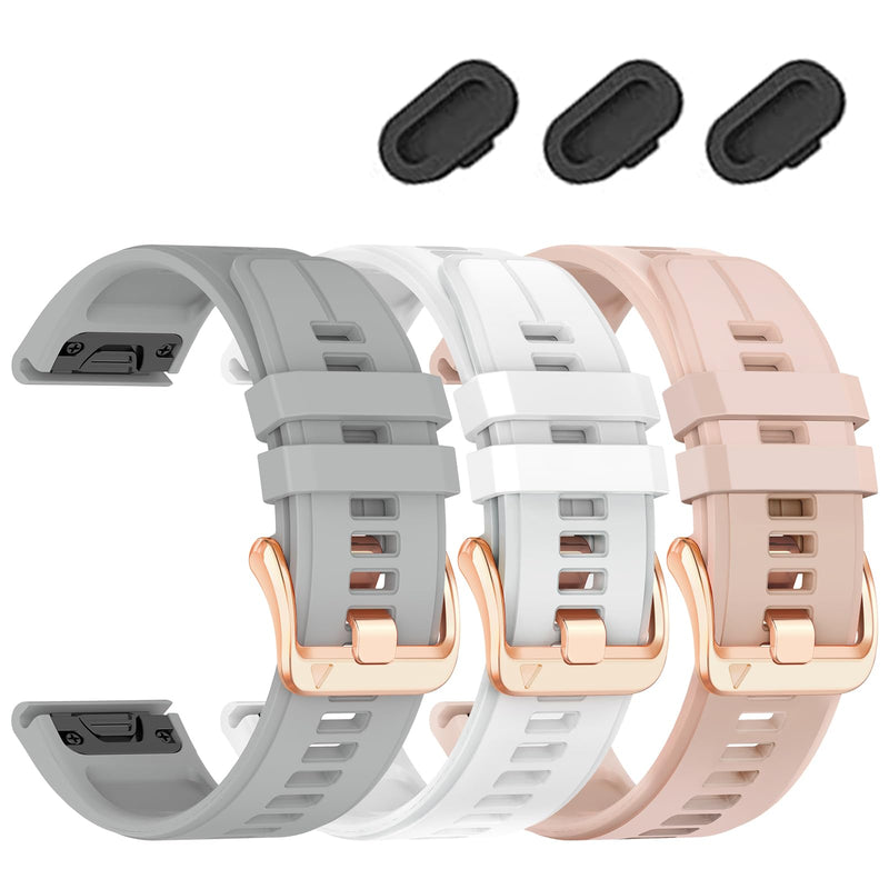 20mm Soft Silicone Watch Band Compatible With Garmin Fenix 8 AMOLED 43mm/Fenix 7S pro sapphire solar/Fenix 6S Pro/Fenix 5S Plus,Women Quickfit Bands for Descent Mk3i 43mm/Mk2s/Approach S70 42mm 3Pack1