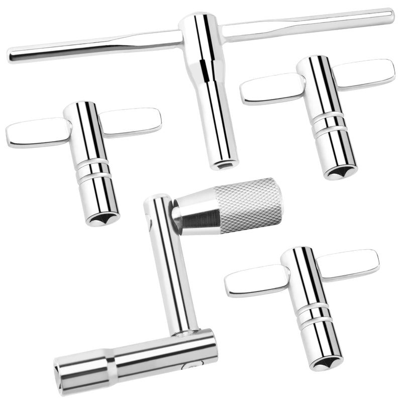 Drum Keys for Tuning Drum, 5 Pack Drum Tuning Key, Universal Drum Tuner with Continuous Standard Motion Speed Key, Extended T Key for Fast Easy Tuning, Drum Key Tool Set