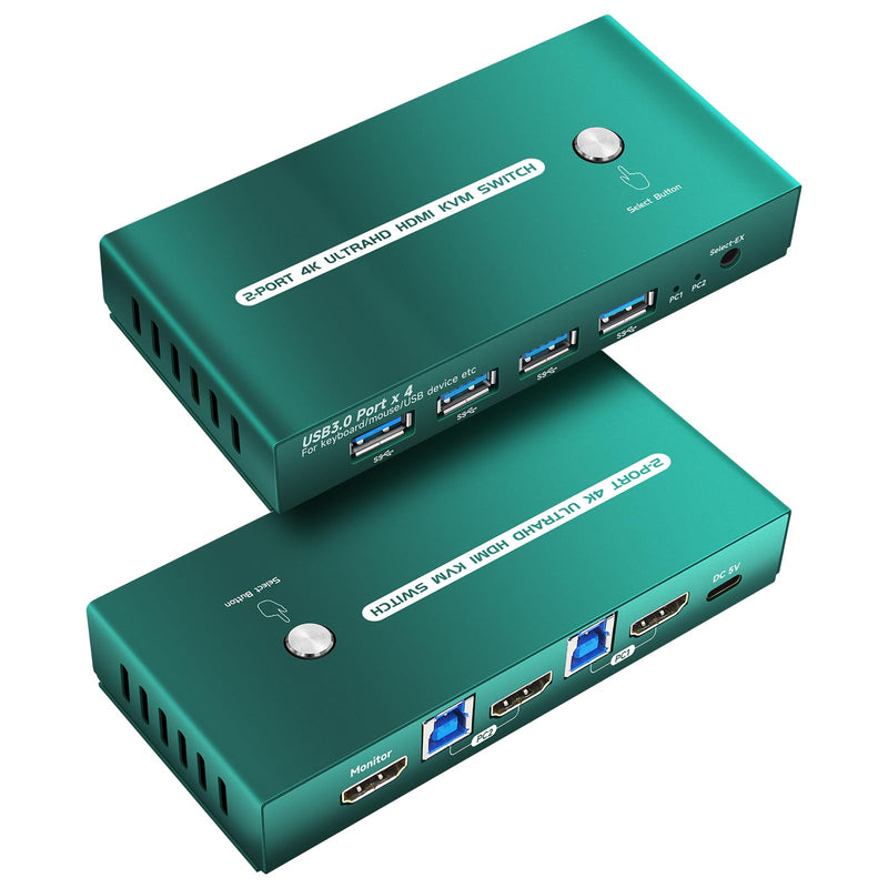 KVM Switch HDMI 4K 60Hz, 1 Monitor 2 Computers HDMI2.0 2*1