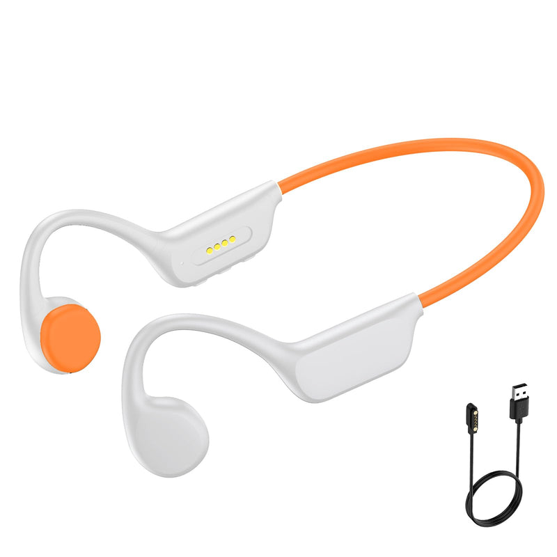 Bone Conduction Swimming Headphones -IPX8 Waterproof Earphones Built-in 32GB MP3 Player & 7-Hour Playtime,Bluetoeth 5.4 Open Ear Headphones with Underwater Earbuds for Swimming Outdoor Sports (White) White