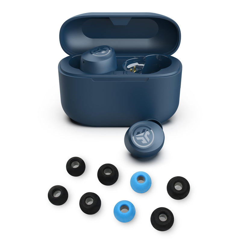 JLab Go Air Pop+ True Wireless Bluetooth Earbuds in Navy Blue Plus Cloud Foam Mnemonic Earbud Tips