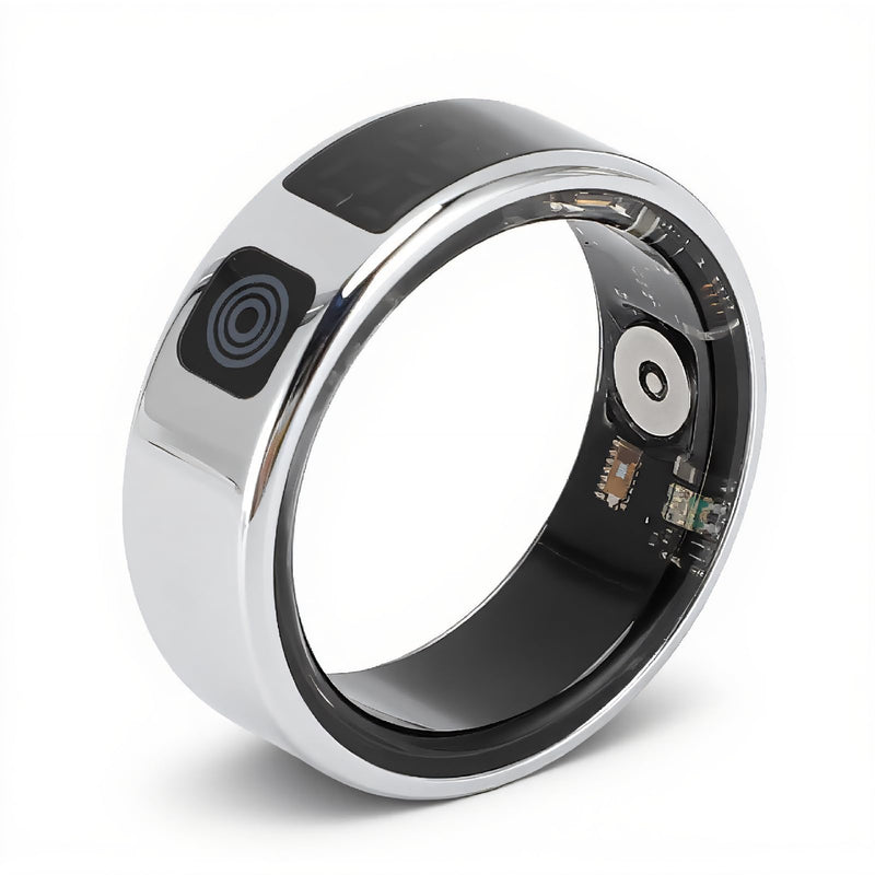 Smart Ring with LED Display, Smart Ring Fitness Tracker, IP68 Waterproof Fitness & Sleep Tracker for Women & Men with Charging Case, APP for iOS for Android, Silver #12