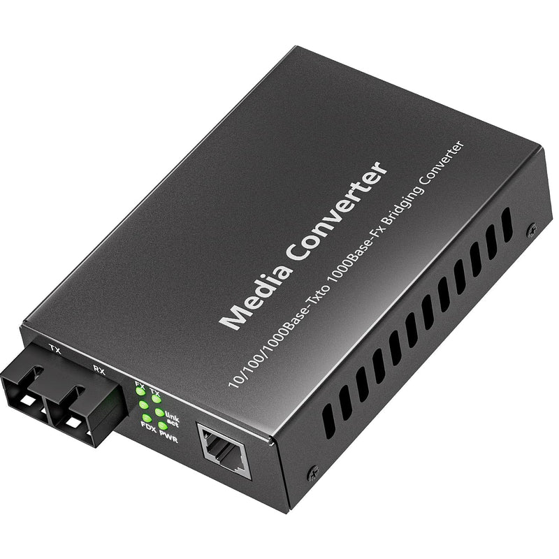 Gigabit SingleMode Fiber to Ethernet Media Converter, Dual SC Fiber, 1000Base-LX to 10/100/1000Base-Tx Gigabit SMF Fiber SC to Copper RJ45 Ethernet Converter, up to 20km, UL Certified Gigabit Single Mode Fiber to Media Converter