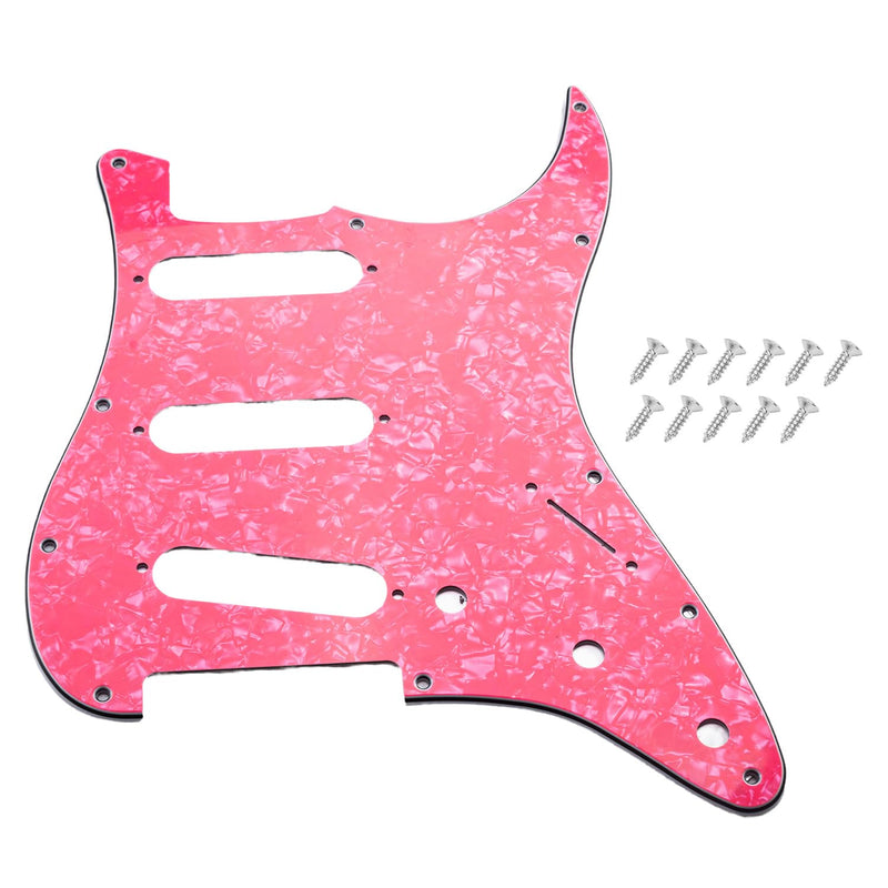 [AUSTRALIA] - 11 Hole SSS Strat Pickguard for Fender USA/Mexican Made Standard Stratocaster Modern Style Electric Guitar, Light Pink Pearl, 4ply. Light Pink Pearl-4ply 