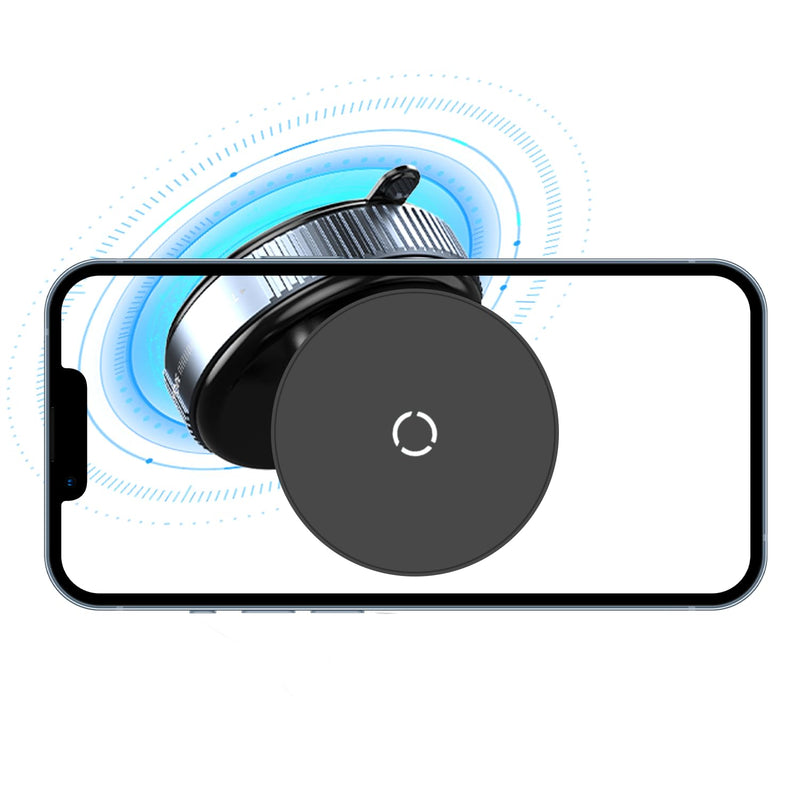Magnetic Phone Holder Vacuum Suction Cup Gym Phone Mount Double Sided Strong Adsorption Phone Holder for Smooth Surface Automotive Central Control Screen Compatible with All Cell Phone-Black