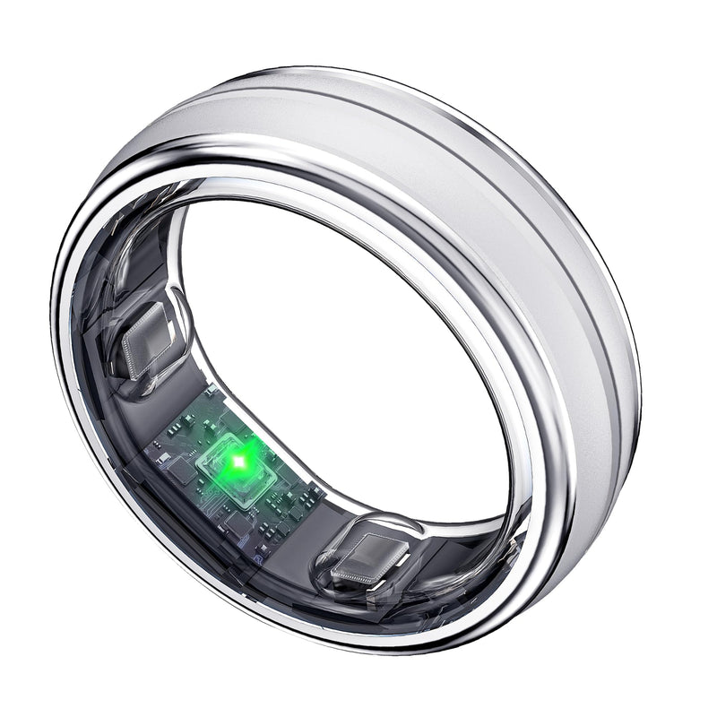 Smart Ring for Women Men, Minimalist Health Ring with Heart Rate, Step Counting, Calories, 5ATM Waterproof Smart Rings for iPhone and Android, No Subscription(Silver 7)