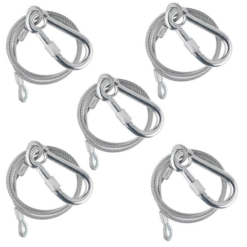 Sarknoah. 0.16″(4mm) Diameter,Longth 24″(60mm) Stage Lighting Stainless Steel Safety Cable With Carabiner Lock Hook. Heavy Duty Fall Protection for Stage Lights, DJ Equipment (1102LB Load),5Packs. Diameter:0.16Inch / Longth：24Inch 