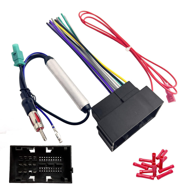 Radio Wiring Harness for Chrysler 2015-2020 Dodge 2013-2016 Jeep 2014-2020 Ram 2013-2019, 52Pin Aftermarket Car Stereo Wiring Harness Install Kit with Antenna Adapter for Pacifica Dart Grand Cherokee 52-Pin, with AMP Antenna Adapter