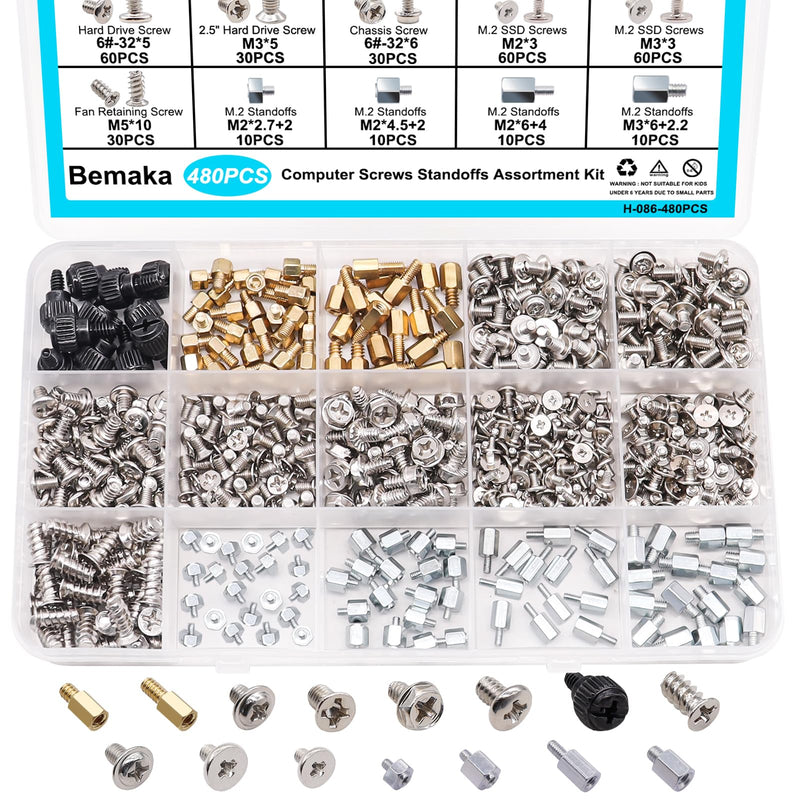 502PCS Computer Screws Assortment Kit Motherboard Standoffs Screws PC Screws + 480PCS M.2 Screws Motherboard Standoffs Screws Computer Screws Assortment Kit